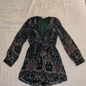 Tobi V Long Sleeve Romper with Slit Sleeves